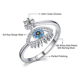 Mother's Day Gift Evil Eye Ring S925 Sterling Silver Silver Adjustable Wrap Open Rings Jewelry For Women