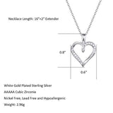 925 Sterling Silver  Love Heart Pendant Necklace Cubic Zirconia CZ Fine Jewelry Gifts for Women Girls Mom Her with Gorgeous Jewelry
