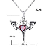 925 Sterling Silver Oxidized Red Heart Cz Cross Pendant Necklace for Women Girlfriend Daughter Mother