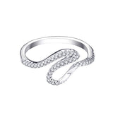 925 Sterling Silver Cubic Zirconia Ocean Wave Ring