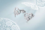 925 Sterling Silver Cute Paw Print Forever Love Heart Stud Earrings Gift for Women Teen Girls, Box Chain 18