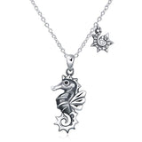  Silver Seahorse Pendant Necklace 