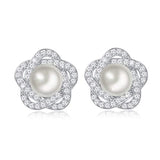 Silver Freshwater Pearl Stud Earrings 