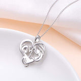 Mother Necklace Sterling Silver Mother Holding Child Love Heart Necklace For Mother Mom Mother's Day Gift