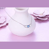 Dainty Cubic Zirconia Necklace Sterling Silver White Blue Heart Choker Necklaces for Women Girls, Adjustable Silver Chain 15+3 Inches Mothers Day Jewelry