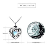 Urn Necklaces for Ashes 925 Sterling Silver Moonstone Heart Necklace Pendant Memorial Cremation Jewelry Blue Heart Urn Keepsake Pendants for Women