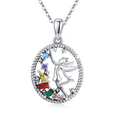 Silver Fairy Pendant Necklace Cubic Zirconia Colorful Pendant 
