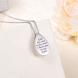 925 Sterling Silver Teardrop Cremation Jewelry Memorial Urn Pendant Necklace for Ashes: God has You in his arms I Have You in My Heart