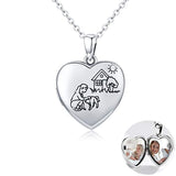 Silver Pet Locket Necklace for Cat Love Heart Locket Necklace