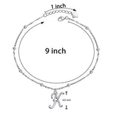 S925 Sterling Silver Initial Anklet for Women , Dainty Layered Beaded Letter Anklet with Initials Cute Summer Anklets Alphabet Anklet for Women Teen Girls