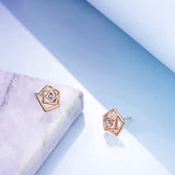 Sterling Silver Rose Flower  Stud Earrings with Swarovski Crystal,Gift for Women Girls