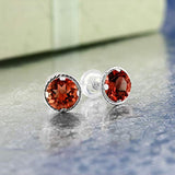 14K Gold Red Garnet Stud Earrings Gemstone Birthstone For Women