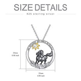 Sterling Silver Black Horse Necklace Heart Pendant Forever in My Heart Necklace for Women Girls Friends