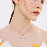 S925 Sterling Silver Heart Hummingbird Pendant Necklace with Flowers Bird Animal Jewelry Gift for Women