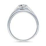 Rhodium Plated Sterling Silver Round Cubic Zirconia CZ Solitaire Engagement Ring