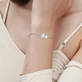 14K White Gold Plated S925 Sterling Silver Cubic Zirconia CZ Star Bracelet Dainty Link Fine Jewelry