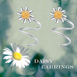 daisy flower Ear Climber Crawler  Sterling Silver Earrings for Women Girls