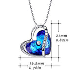 S925 Sterling silver Blue Crystal Necklace Pendant Blue Heart Ocean Necklace Jewelry Gifts for Her Ocean Heart Necklace