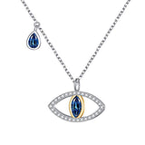Silver Blue Evil Eye Pendant Necklace