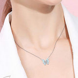 Silver Cute Opal Butterfly Pendant Jewelry 