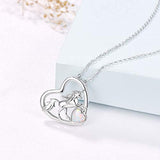  Silver Opal Heart Pendant Necklace