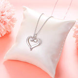 925 Sterling Silver Heart Bone and Paws Pendant Necklace Jewelry for Women