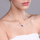 925 Sterling Silver Created Ruby and Created Sapphire Heart and Arrow Pendant Necklace (1.21 Ct with 18 Inch Silver Chain)