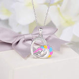 925 Sterling Silver Lovely Animal Horse Necklace Love Gifts Heart Pendant Necklaces for Women Girls