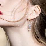 Dream Catcher Drop Earrings 925 Sterling Silver Colorful Feather Cubic Zirconia Earrings for Women