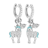 Silver Unicorn Drop Earrings