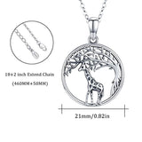 Tree of Life Giraffe Necklace for Women,S925 Sterling Silver Oxidation Pendant Forever Love Family Cute Animal Jewelry Gifts for Women