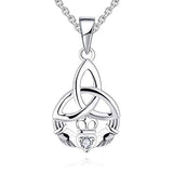 925 Sterling Silver Irish Celtic Heart Claddagh Pendant Necklace with Birthstones