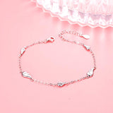 Women's 925 Sterling Silver Round Cut CZ Simple Angle Wing Adjustable Link Bracelet Clear