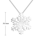 925 Sterling Silver  Winter Frozen Large Snowflake Necklace Pendant