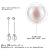18K Gold Plating 925 Sterling Silver Pearl Earrings Pear Shape Pearl Wedding Earrings for Brides Handpicked Freshwater Cultured White Pearl Drop Earrings Jewelry for Women and Girls