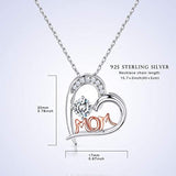 Silver Necklace for Women Heart Pendant Forever Love 5A CZ Dainty MOM Necklace Adjustable Gift for Birthday