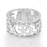 925 Sterling Silver Cut Open Aum Om Ohm Sanskrit Symbol Polished Finish Unisex Band Ring