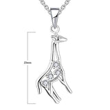 925 Sterling Silver Cubic Zirconia Giraffe Pendant Necklace