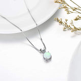 Sterling Silver Synthetic Opal Pendant Necklace, Birthday Gifts Idea Opal Necklace for Women