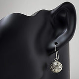 925 Sterling Silver Filigree Flower of Life Mandala Open Half Ball Round Dangle Earrings
