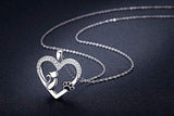 925 Sterling Silver Cat Paw Heart Pendant Necklace