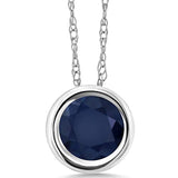 14K Gold Blue Sapphire Pendant Necklace