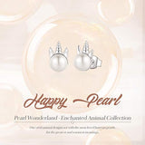 Sterling Silver Freshwater Pearl Unicorn Stud Earrings Animal Earrings Tiny Small Single Pearl Fine Jewelry for Women Teen Girls