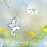 Sterling Silver Created Pearl Butterfly Jewelry Necklace for Women Birthday Gift