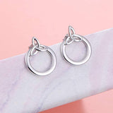 925 Sterling Silver Celtic Knot Circle Earrings Back Ear Cuffs Chic Stud Earring