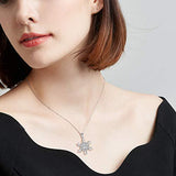 Women's 925 Sterling Silver CZ Winter Snowflake Adjustable Pendant Necklace Clear