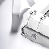 925 Sterling Silver Moon and star earring Jewelry Women Earring Cresent  Birthday Gift