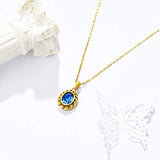 925 Sterling Silver Vintage Necklace with Royal Blue Cubic Zirconia | Classic Jewelry for Women and Girls