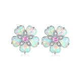 Flower Opal Earrings Stud