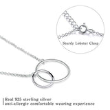 S925 Sterling Silver CZ Interlocking Circles Infinity Pendant Necklace Cubic Zirconia Two Circles Pendant with Necklace for Women and Girls